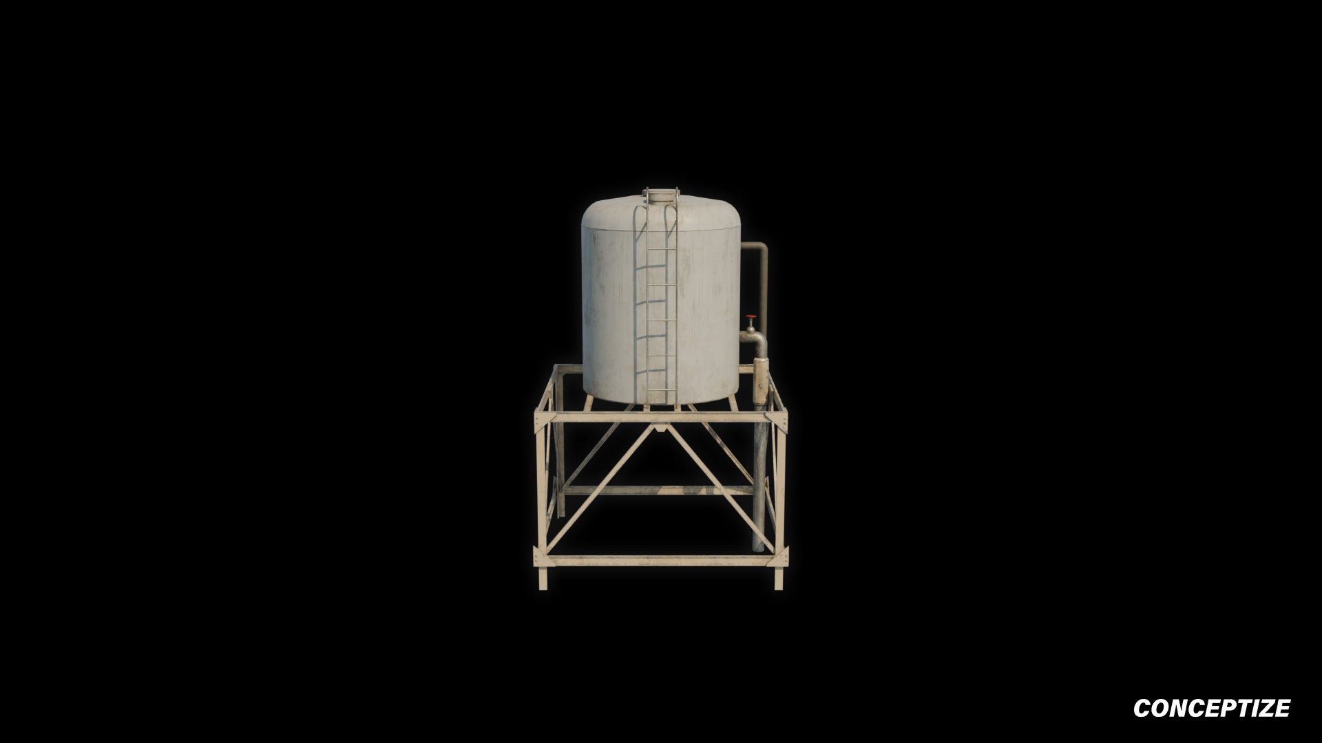 Water tank 3D model meticulously handcrafted PBR textured optimized for Blender Unreal Engine industrial urban construction environments