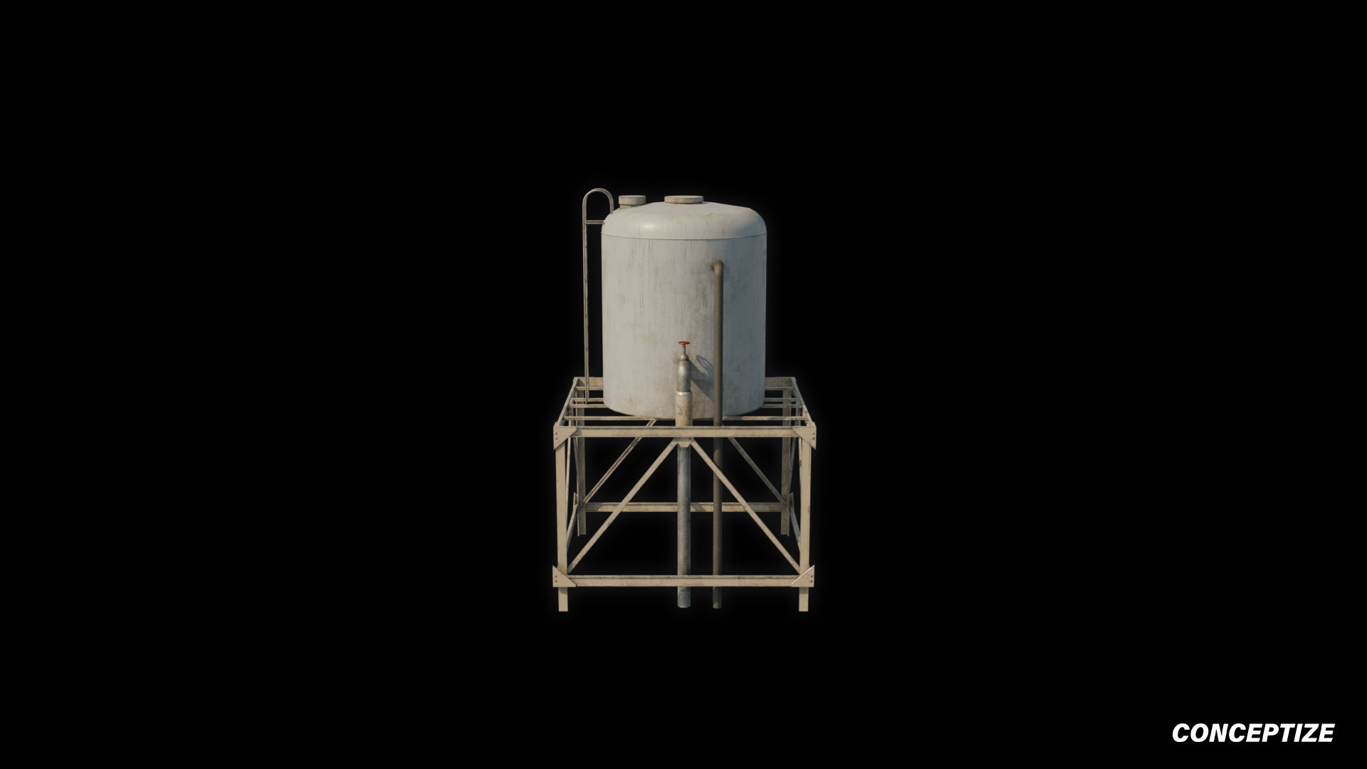 Water tank 3D model meticulously handcrafted PBR textured optimized for Blender Unreal Engine industrial urban construction environments