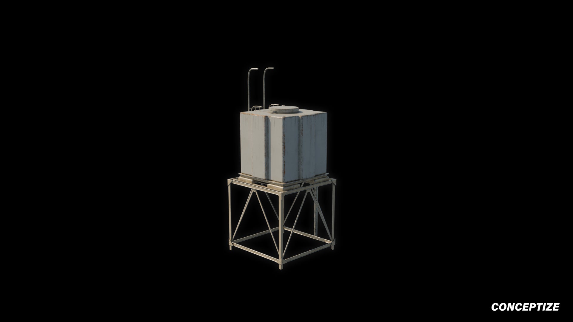 Water tank 3D model meticulously handcrafted PBR textured optimized for Blender Unreal Engine industrial urban construction environments