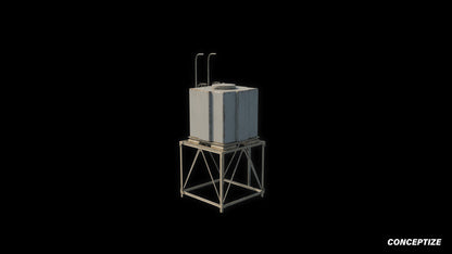Water tank 3D model meticulously handcrafted PBR textured optimized for Blender Unreal Engine industrial urban construction environments