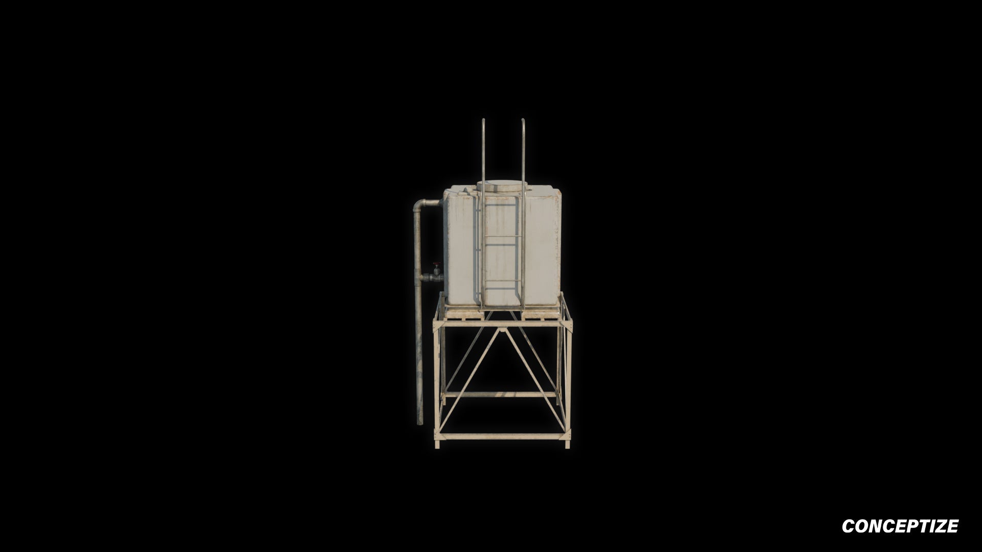 Water tank 3D model meticulously handcrafted PBR textured optimized for Blender Unreal Engine industrial urban construction environments