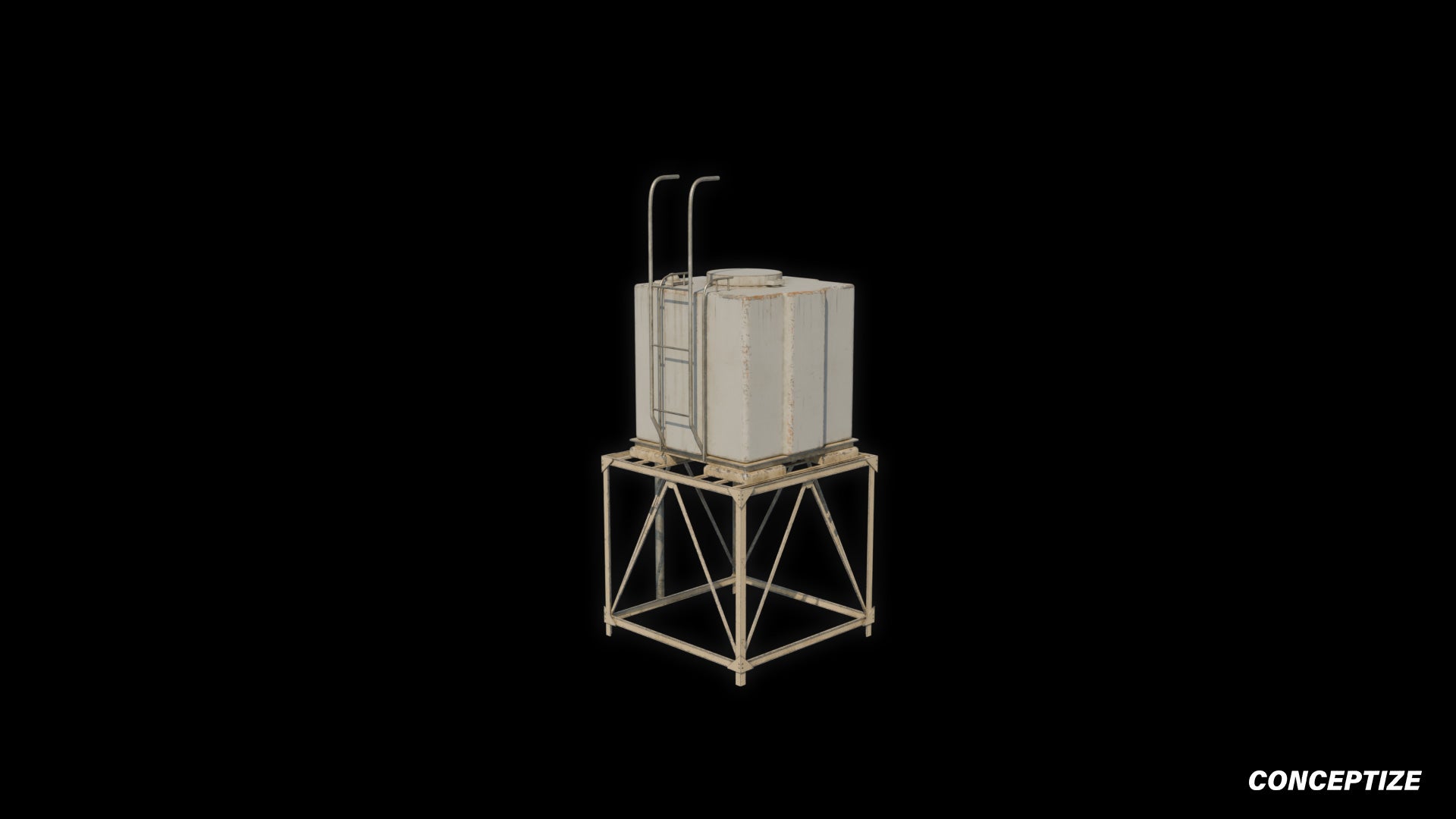Water tank 3D model meticulously handcrafted PBR textured optimized for Blender Unreal Engine industrial urban construction environments