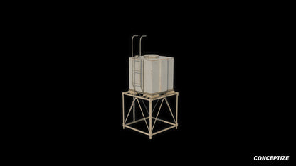 Water tank 3D model meticulously handcrafted PBR textured optimized for Blender Unreal Engine industrial urban construction environments