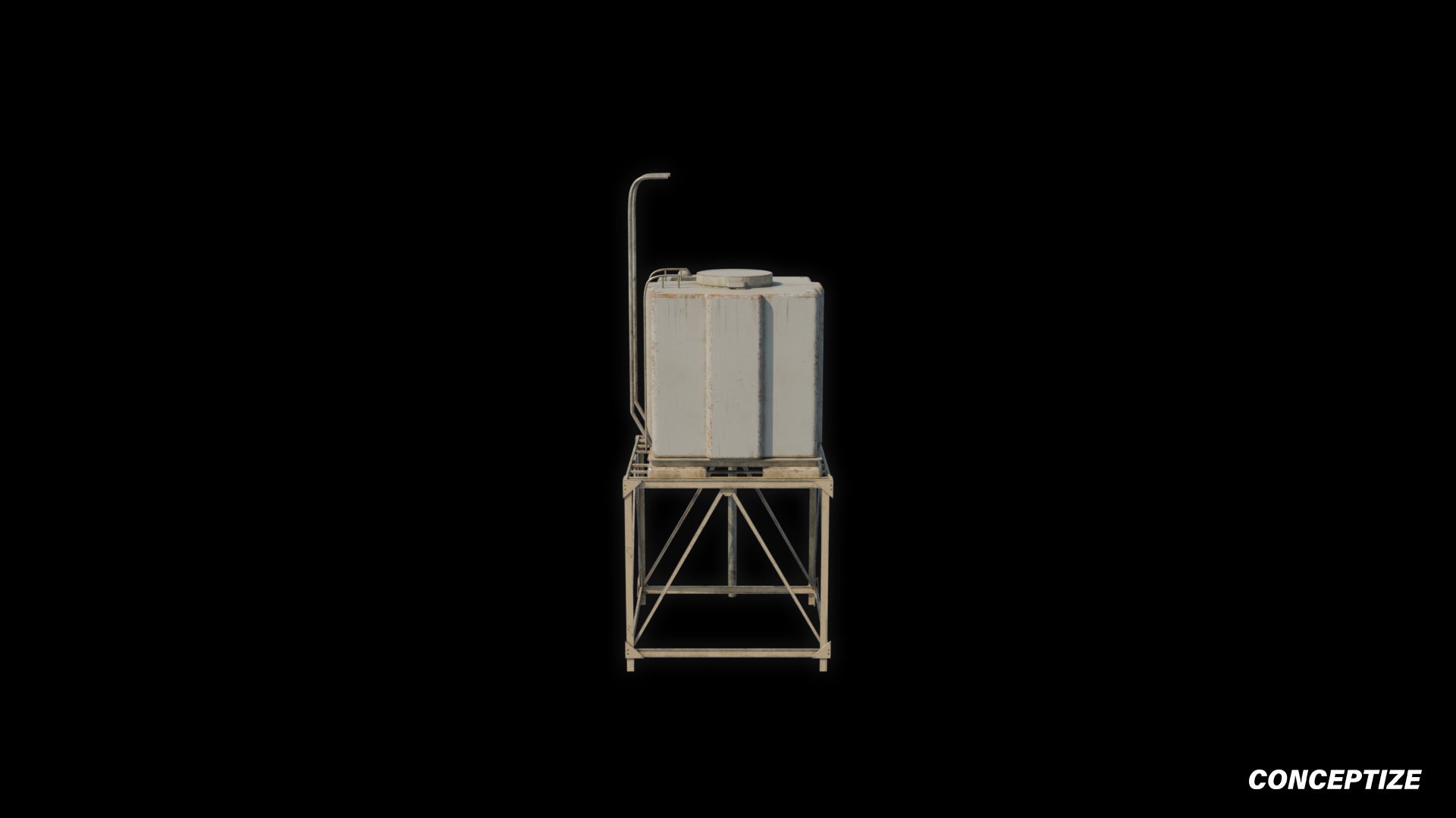 Water tank 3D model meticulously handcrafted PBR textured optimized for Blender Unreal Engine industrial urban construction environments