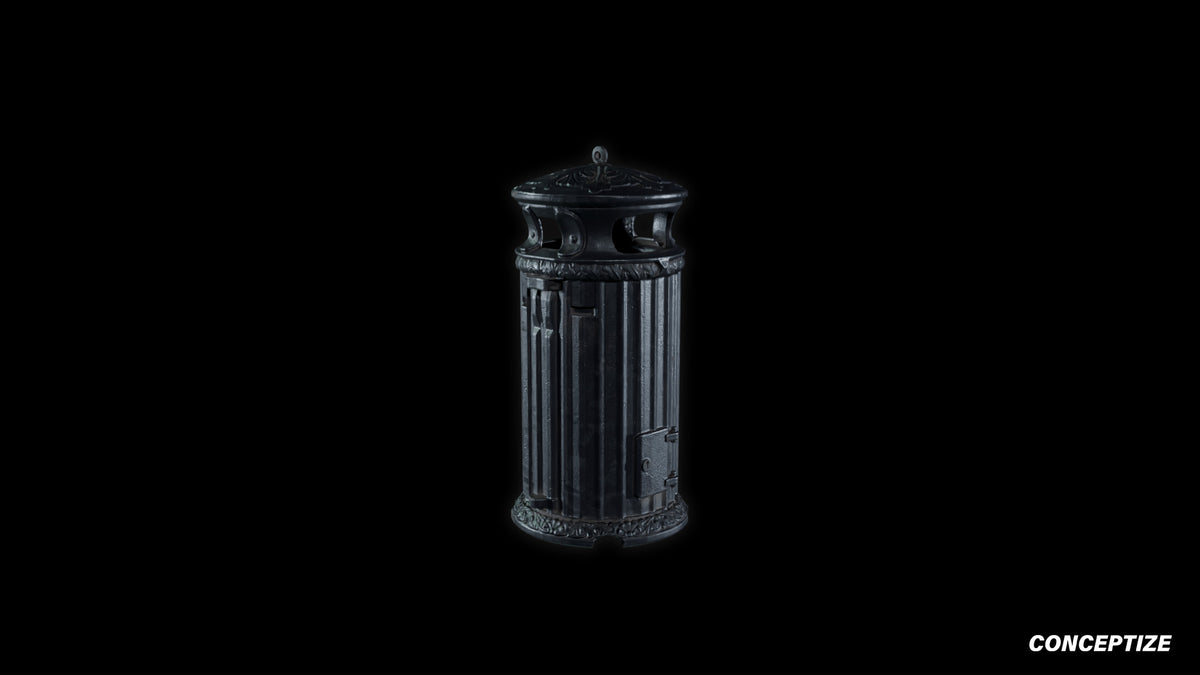 neo gothic garbage bin meticulously handcrafted gothic urban 3D prop PBR textured asset Blender Maya 3ds Max Houdini Unreal Engine