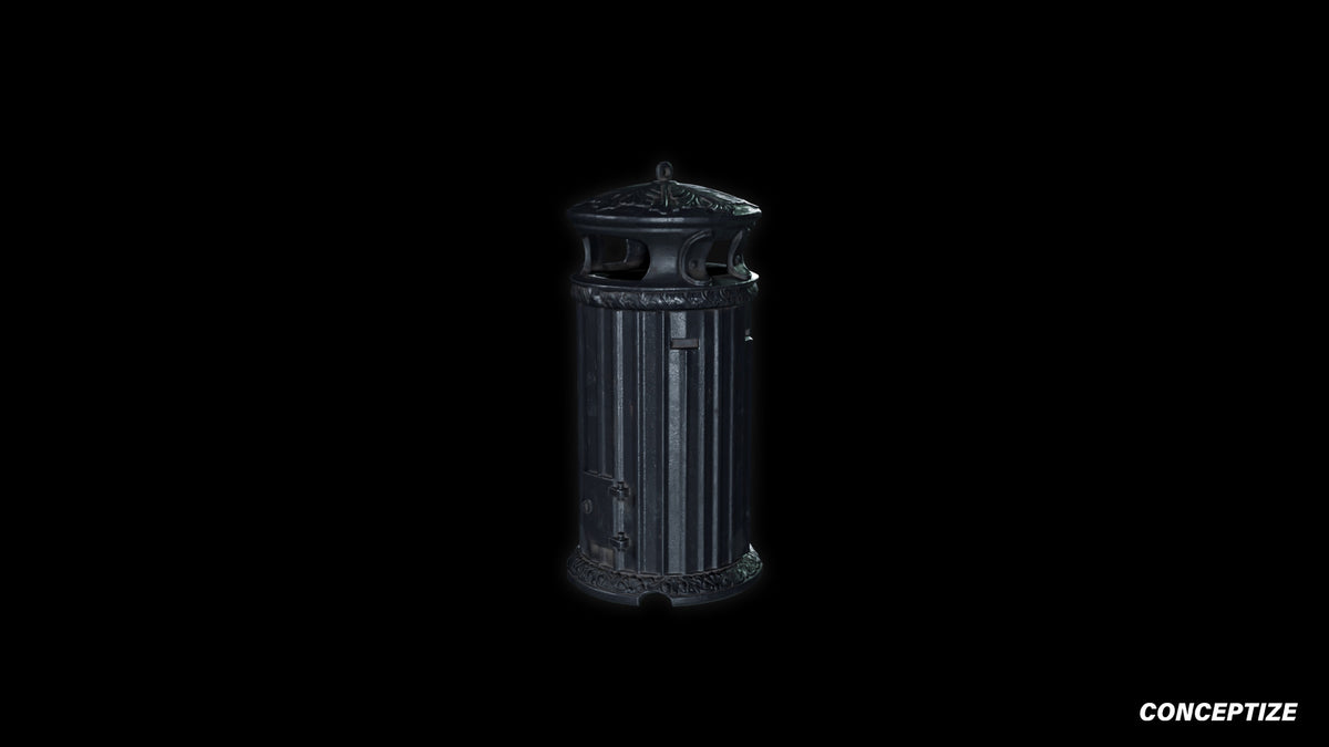 neo gothic garbage bin meticulously handcrafted gothic urban 3D prop PBR textured asset Blender Maya 3ds Max Houdini Unreal Engine