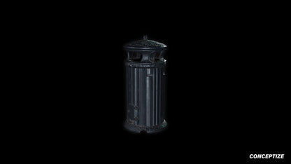 neo gothic garbage bin meticulously handcrafted gothic urban 3D prop PBR textured asset Blender Maya 3ds Max Houdini Unreal Engine