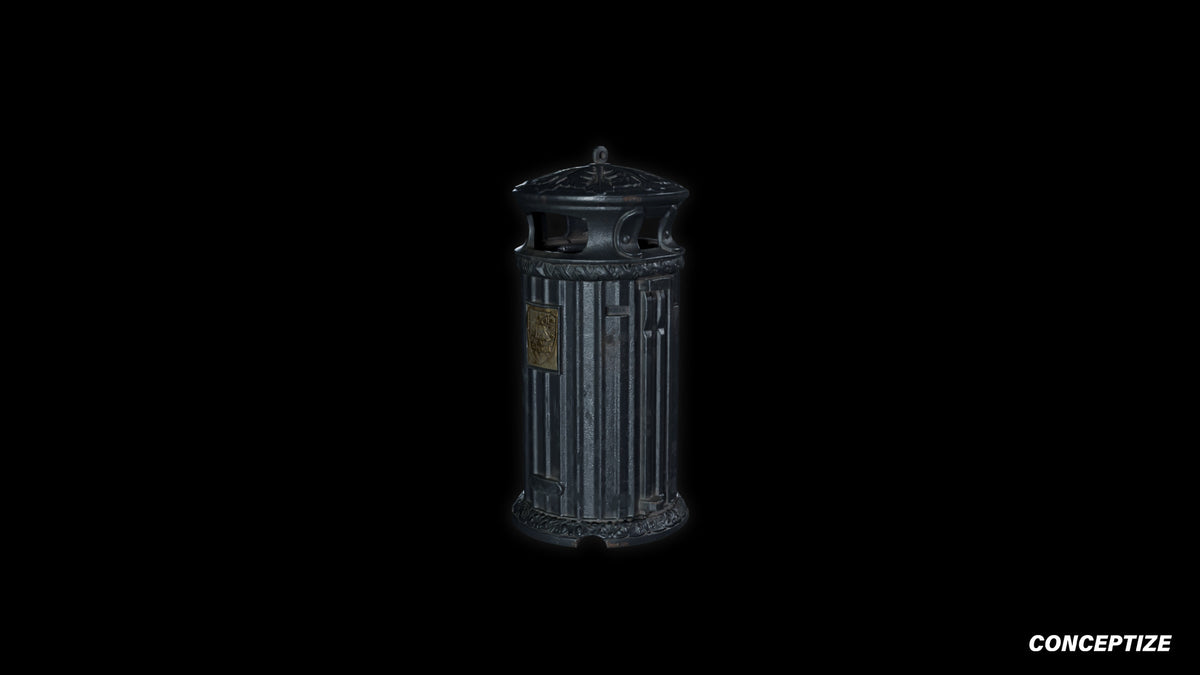 neo gothic garbage bin meticulously handcrafted gothic urban 3D prop PBR textured asset Blender Maya 3ds Max Houdini Unreal Engine