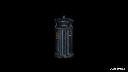 neo gothic garbage bin meticulously handcrafted gothic urban 3D prop PBR textured asset Blender Maya 3ds Max Houdini Unreal Engine