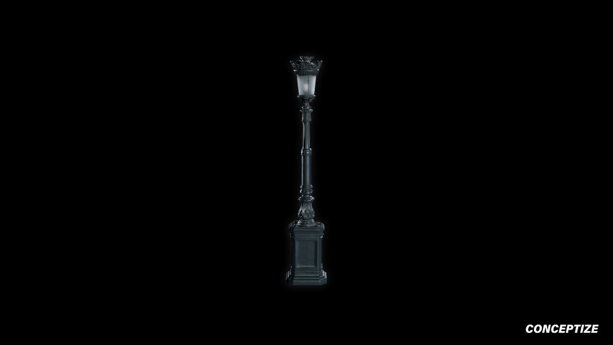 neo gothic lamp post meticulously handcrafted gothic street light 3D prop PBR asset Blender Maya 3ds Max Houdini Unreal Engine