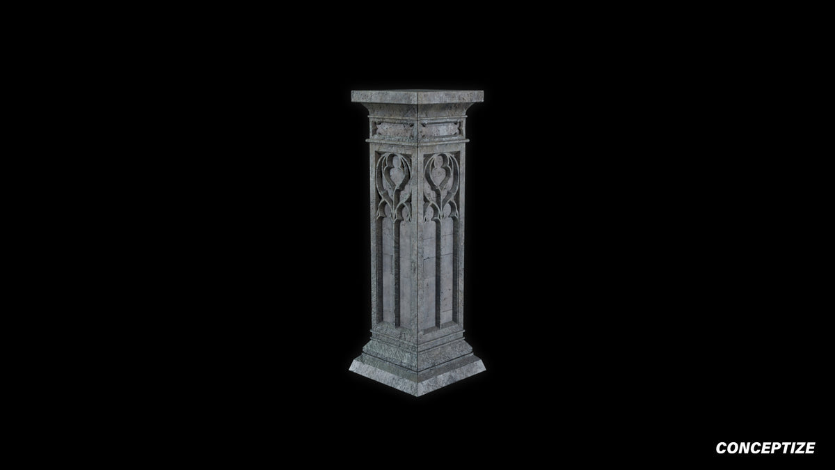 neo gothic pedestal meticulously handcrafted gothic architectural 3D prop PBR asset Blender Maya 3ds Max Houdini Unreal Engine