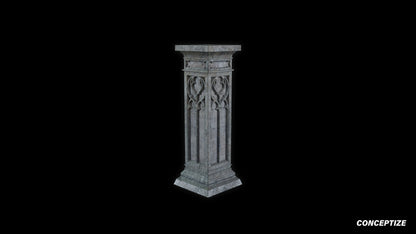 neo gothic pedestal meticulously handcrafted gothic architectural 3D prop PBR asset Blender Maya 3ds Max Houdini Unreal Engine