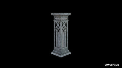neo gothic pedestal meticulously handcrafted gothic architectural 3D prop PBR asset Blender Maya 3ds Max Houdini Unreal Engine