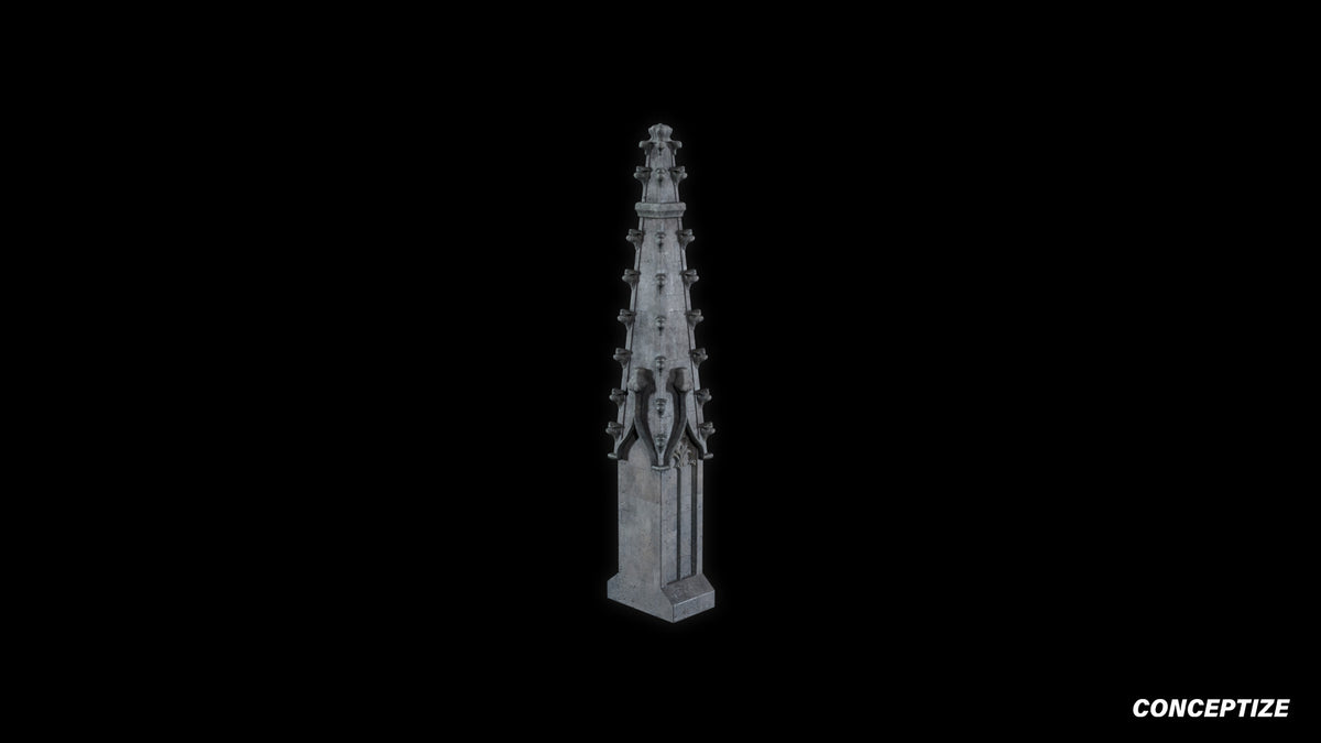 neo gothic pinnacle meticulously handcrafted gothic rooftop ornament 3D prop PBR asset Blender Maya 3ds Max Houdini Unreal Engine