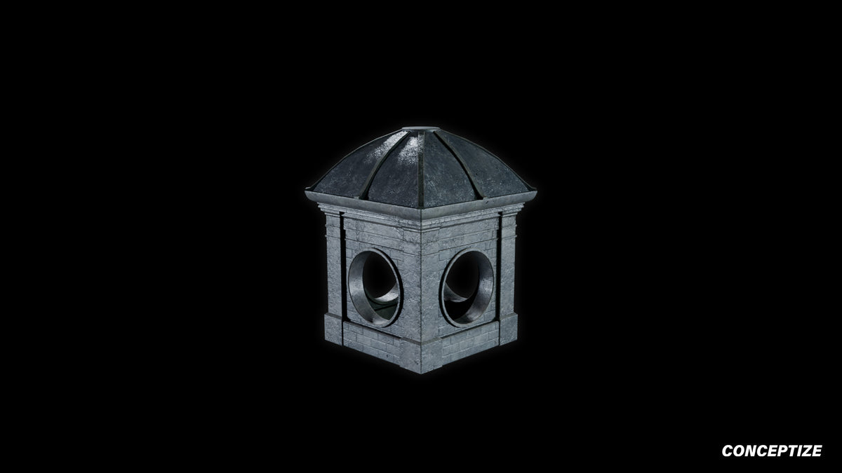 neo gothic rooftop meticulously handcrafted gothic architectural 3D prop PBR asset Blender Maya 3ds Max Houdini Unreal Engine