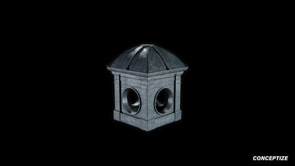neo gothic rooftop meticulously handcrafted gothic architectural 3D prop PBR asset Blender Maya 3ds Max Houdini Unreal Engine