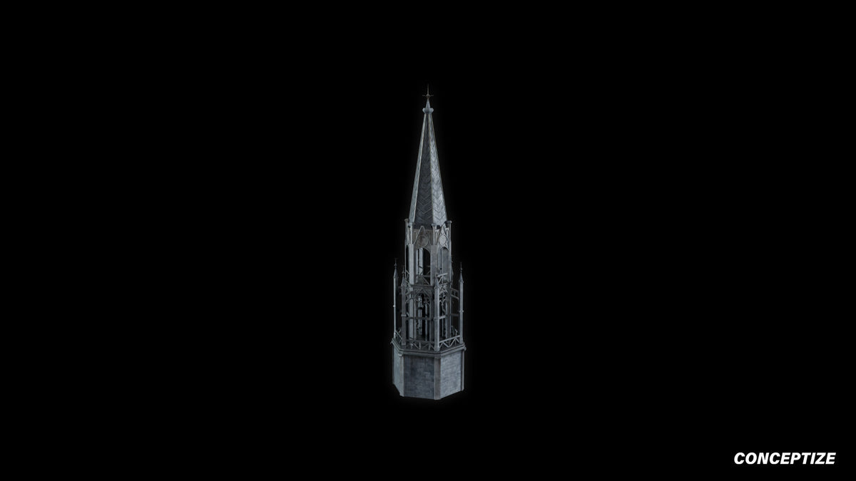 neo gothic spire meticulously handcrafted gothic tower ornament 3D prop PBR asset Blender Maya 3ds Max Houdini Unreal Engine