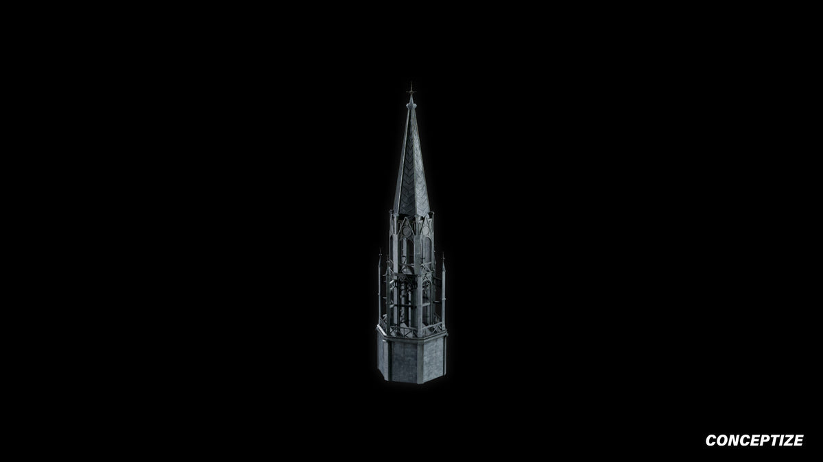 neo gothic spire meticulously handcrafted gothic tower ornament 3D prop PBR asset Blender Maya 3ds Max Houdini Unreal Engine