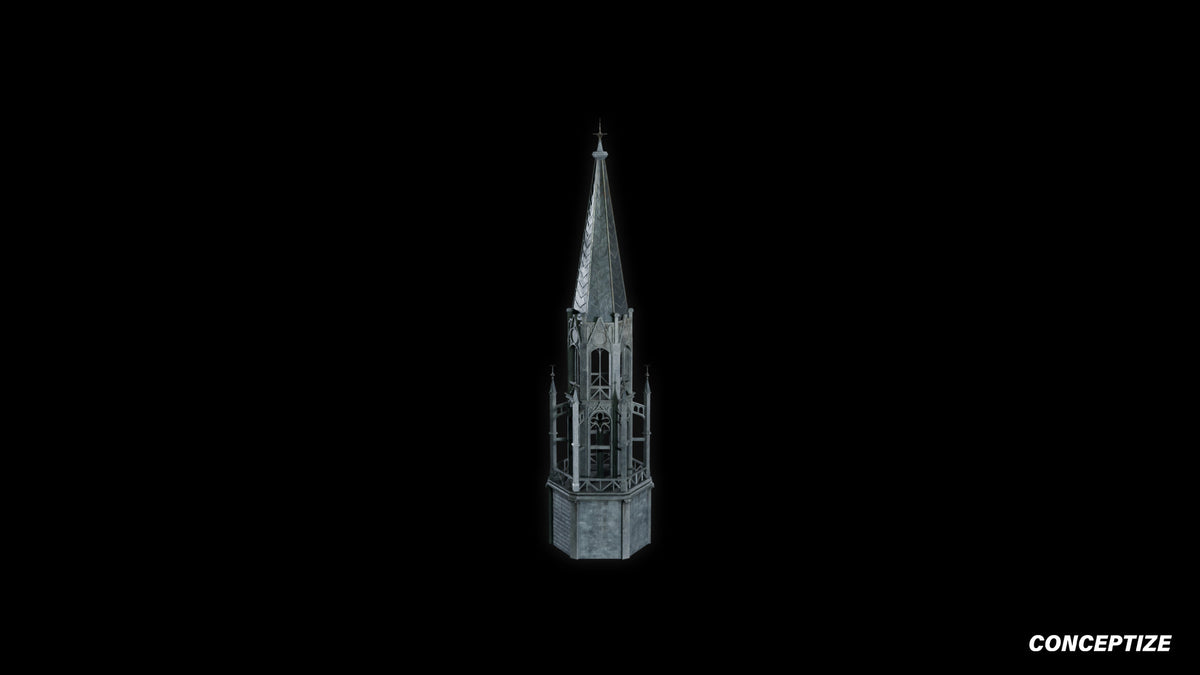 neo gothic spire meticulously handcrafted gothic tower ornament 3D prop PBR asset Blender Maya 3ds Max Houdini Unreal Engine