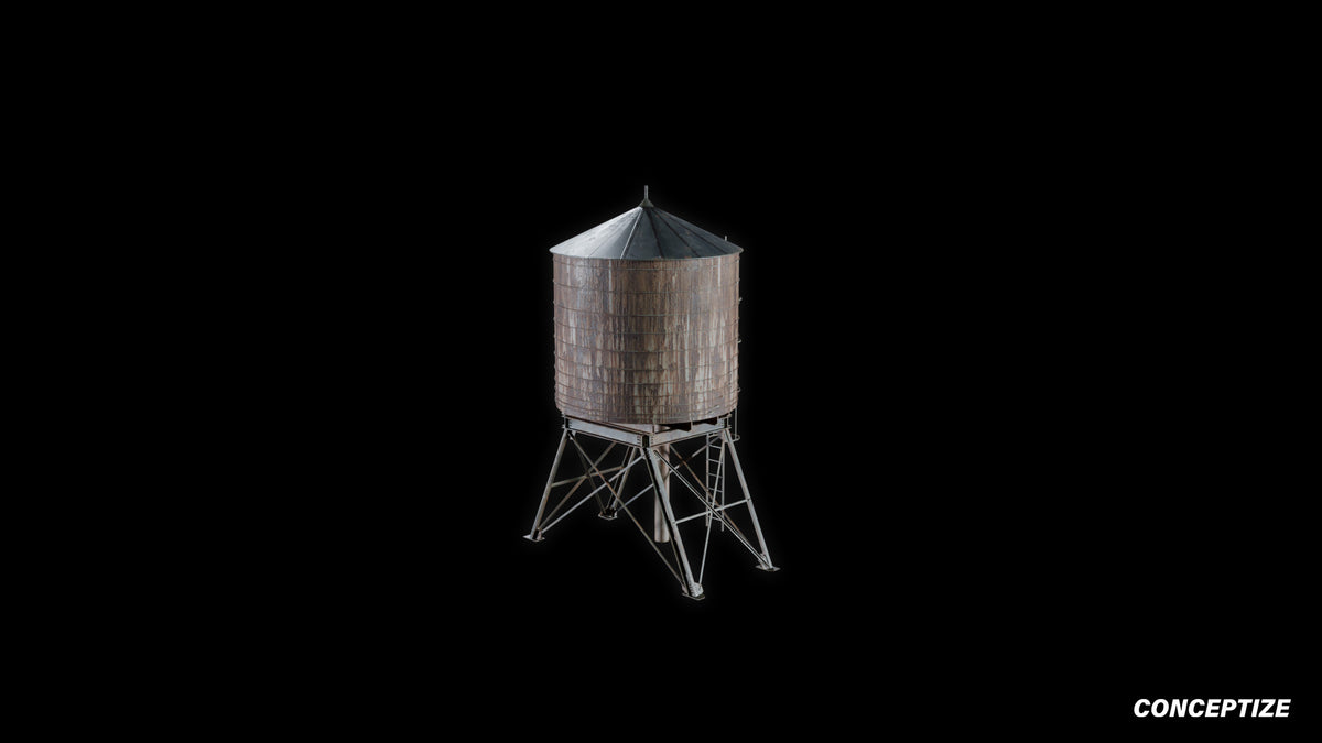 New York water tank meticulously handcrafted rooftop 3D prop PBR urban asset Blender Maya 3ds Max Houdini Unreal Engine