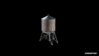 New York water tank meticulously handcrafted rooftop 3D prop PBR urban asset Blender Maya 3ds Max Houdini Unreal Engine