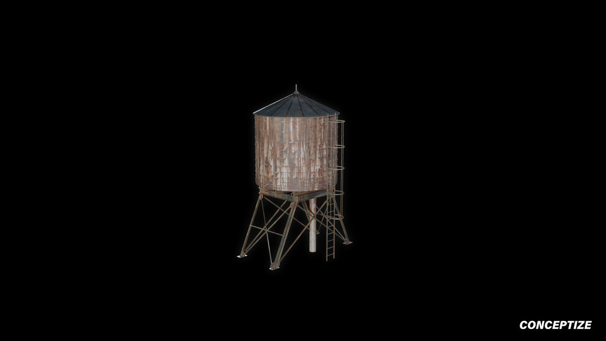 New York water tank meticulously handcrafted rooftop 3D prop PBR urban asset Blender Maya 3ds Max Houdini Unreal Engine