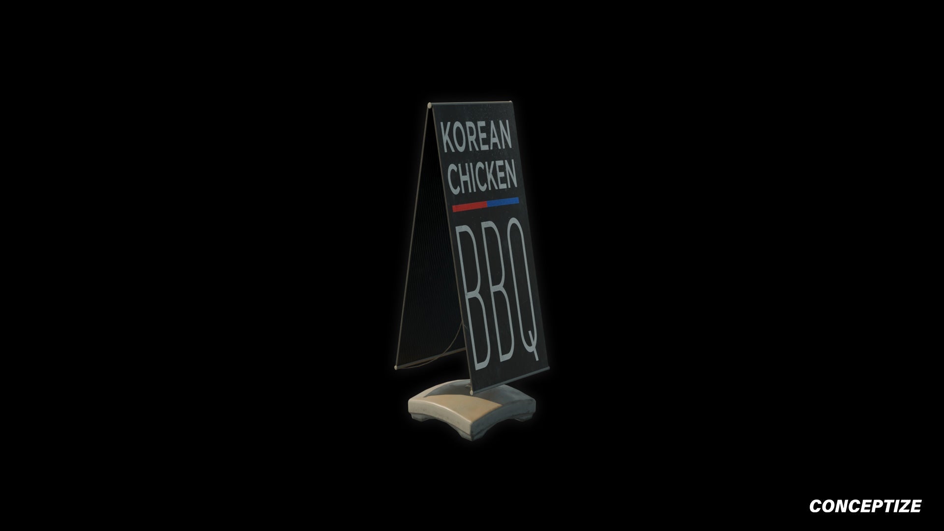 South Korean street sign A board sandwich board 3D model meticulously handcrafted PBR textured optimized Blender Unreal Engine urban prop