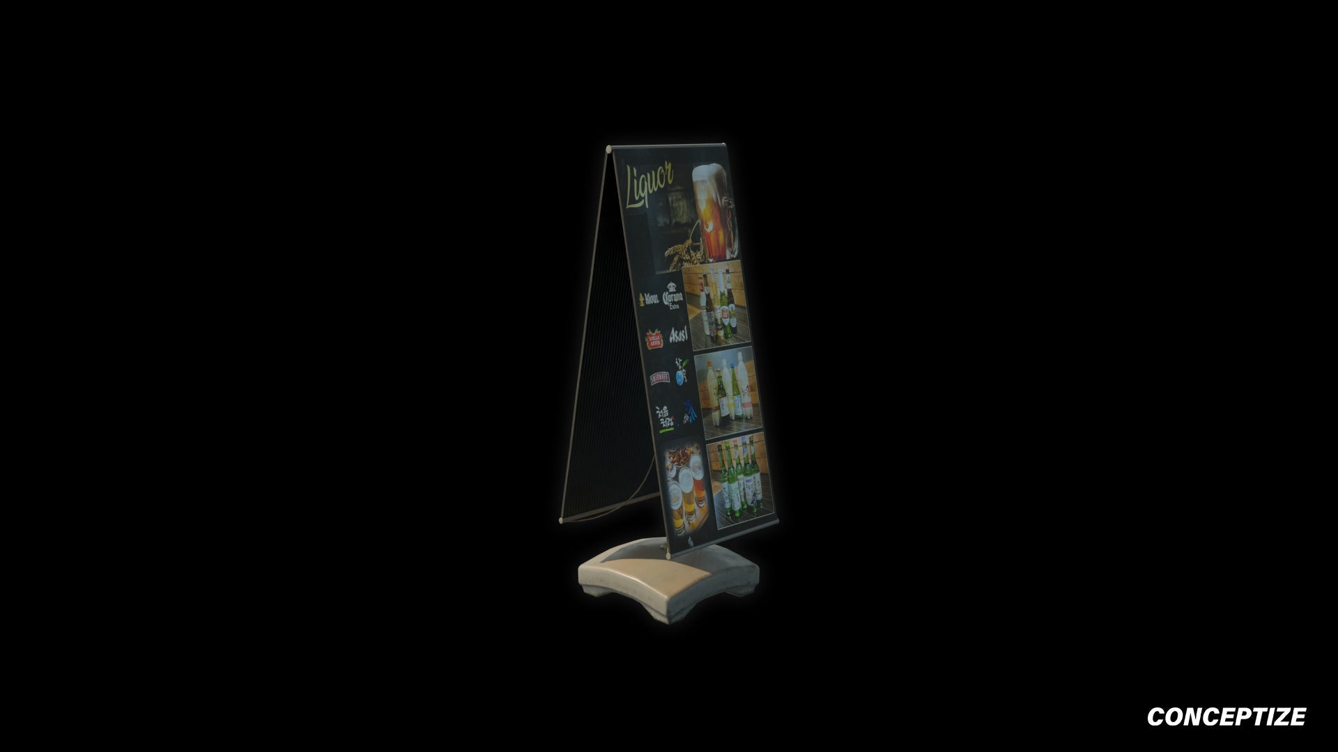 South Korean street sign A board sandwich board 3D model meticulously handcrafted PBR textured optimized Blender Unreal Engine urban prop