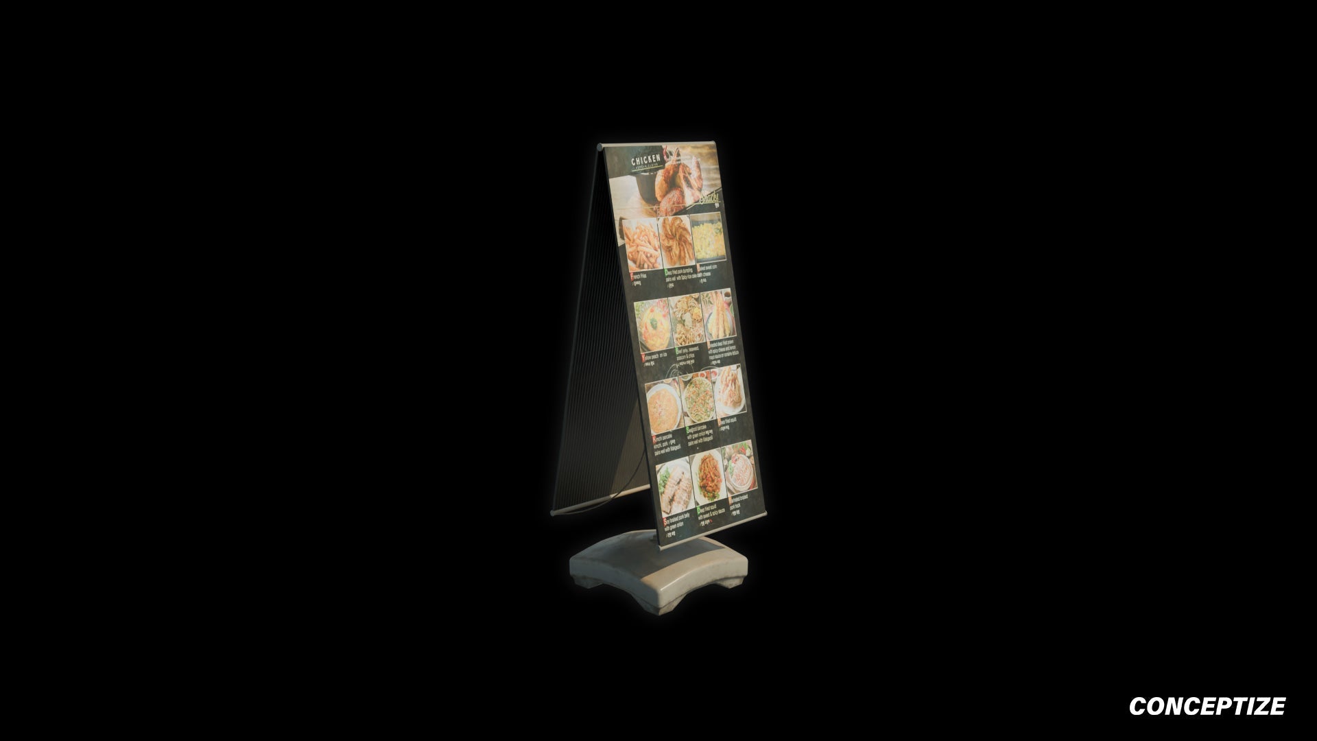 South Korean street sign A board sandwich board 3D model meticulously handcrafted PBR textured optimized Blender Unreal Engine urban prop