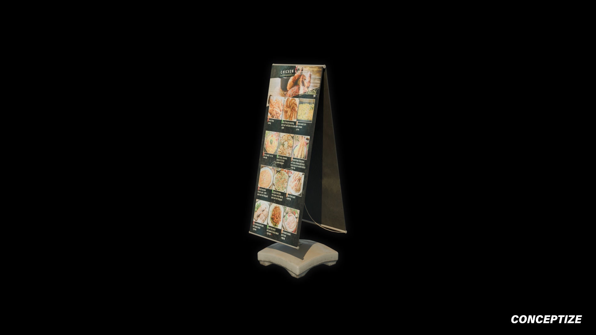 South Korean street sign A board sandwich board 3D model meticulously handcrafted PBR textured optimized Blender Unreal Engine urban prop