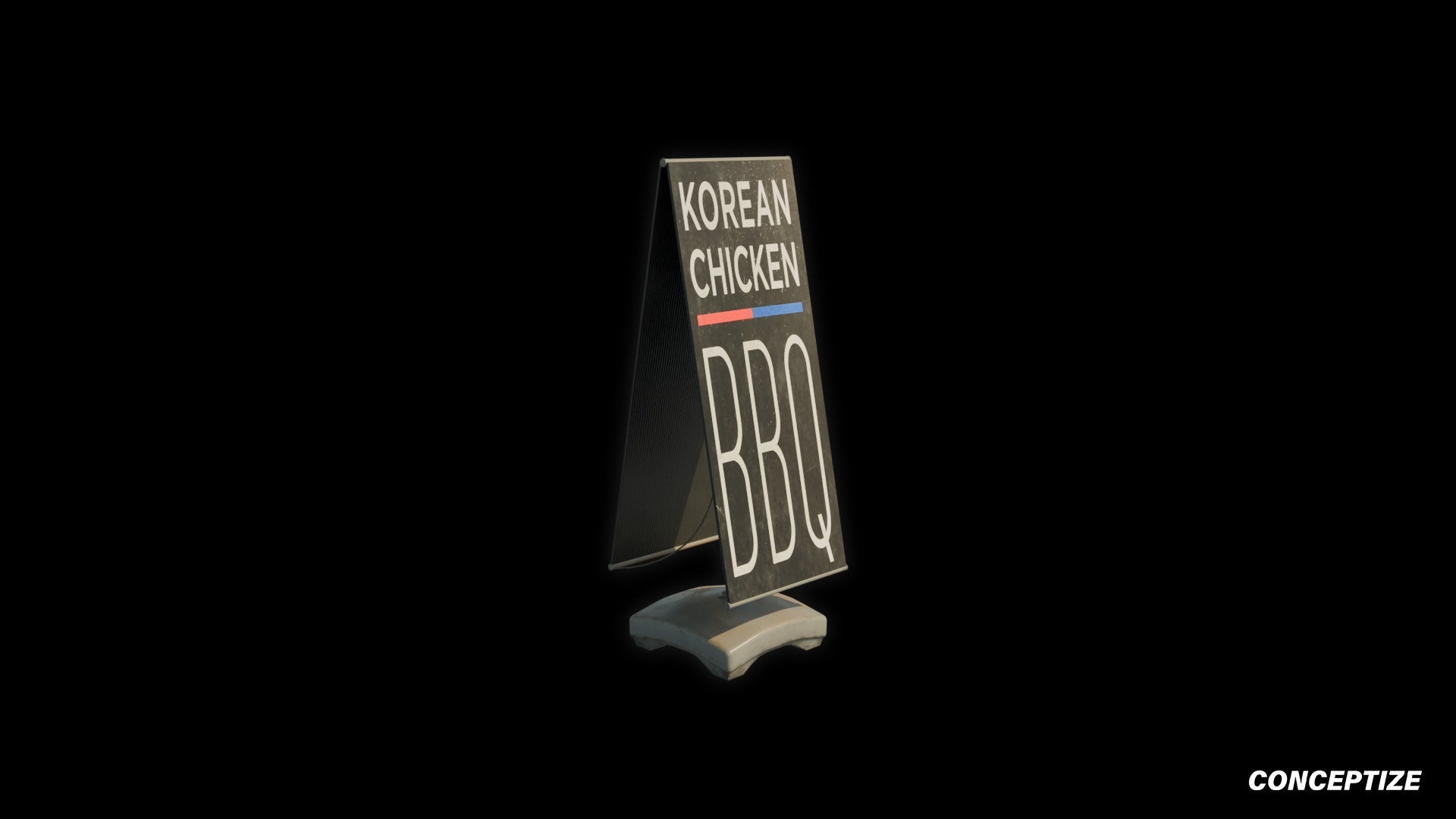 South Korean street sign A board sandwich board 3D model meticulously handcrafted PBR textured optimized Blender Unreal Engine urban prop