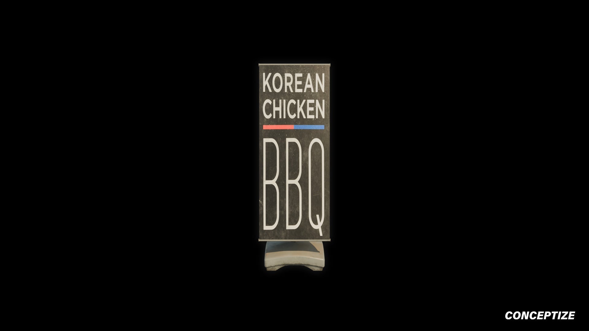 South Korean street sign A board sandwich board 3D model meticulously handcrafted PBR textured optimized Blender Unreal Engine urban prop