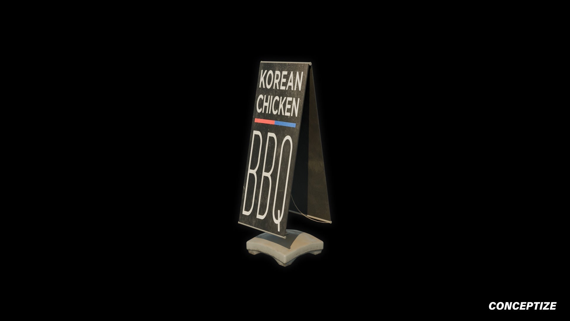 South Korean street sign A board sandwich board 3D model meticulously handcrafted PBR textured optimized Blender Unreal Engine urban prop