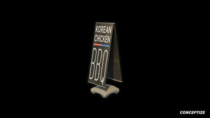 South Korean street sign A board sandwich board 3D model meticulously handcrafted PBR textured optimized Blender Unreal Engine urban prop
