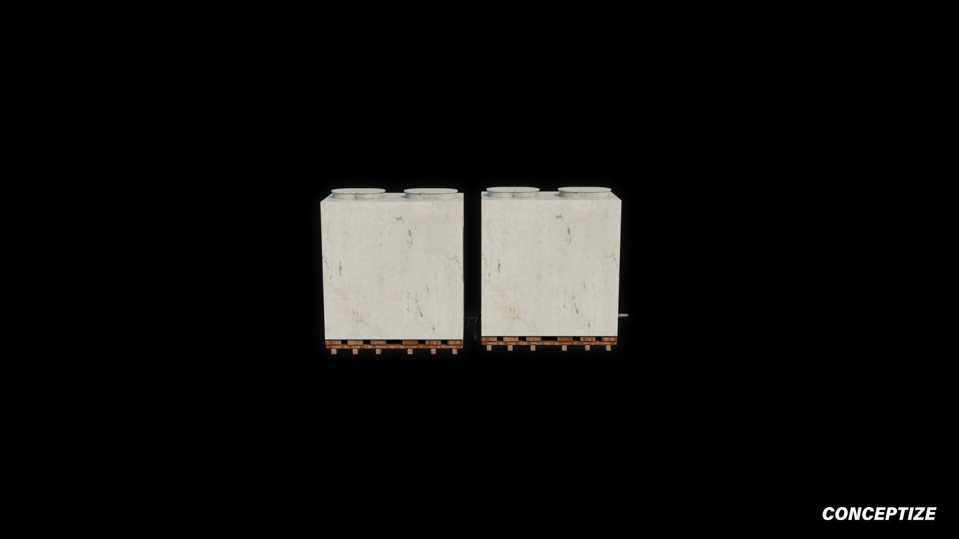 South Korean air conditioner HVAC aircon 3D model meticulously handcrafted PBR textured optimized Blender Unreal Engine urban rooftop environments