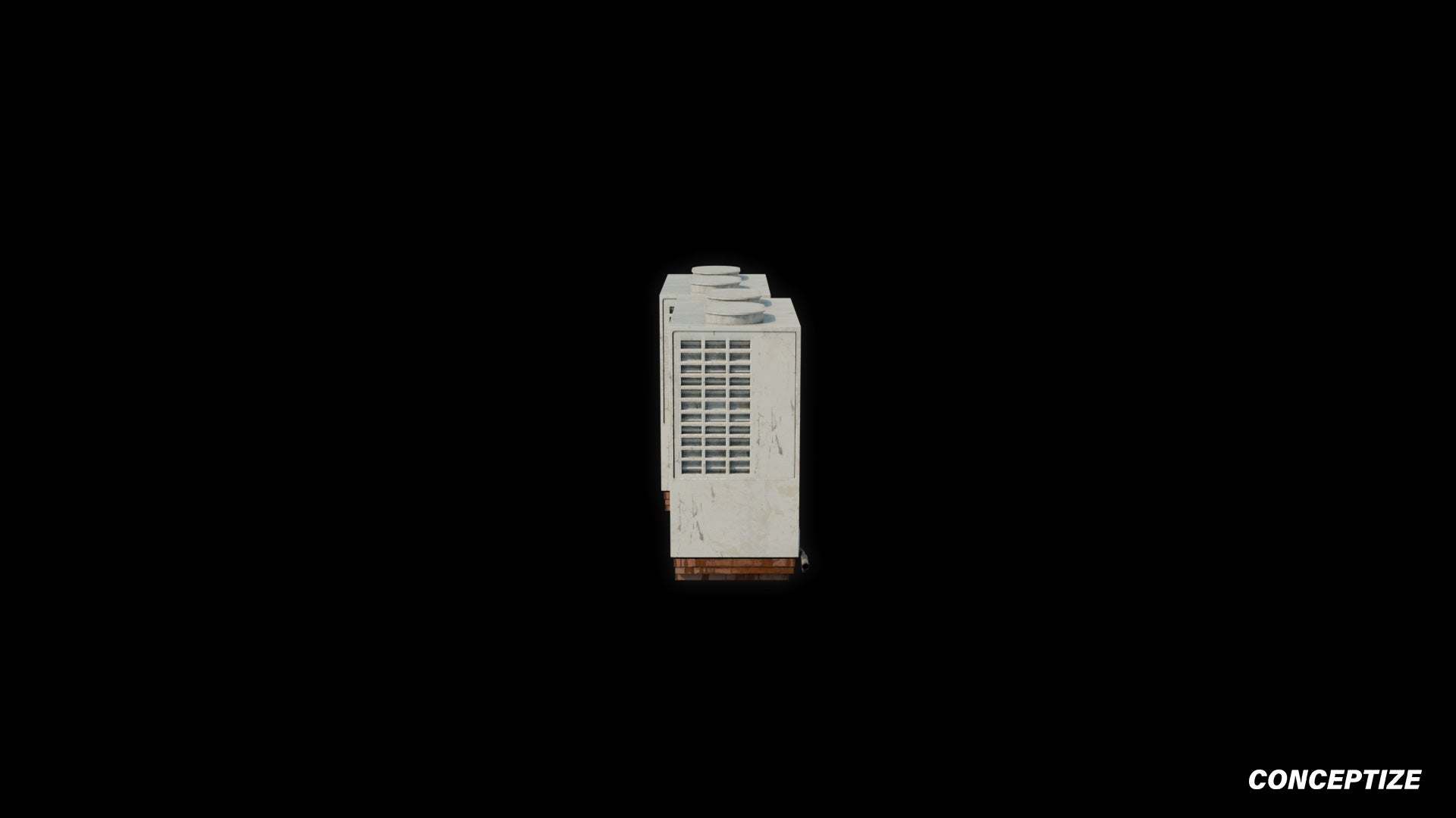 South Korean air conditioner HVAC aircon 3D model meticulously handcrafted PBR textured optimized Blender Unreal Engine urban rooftop environments