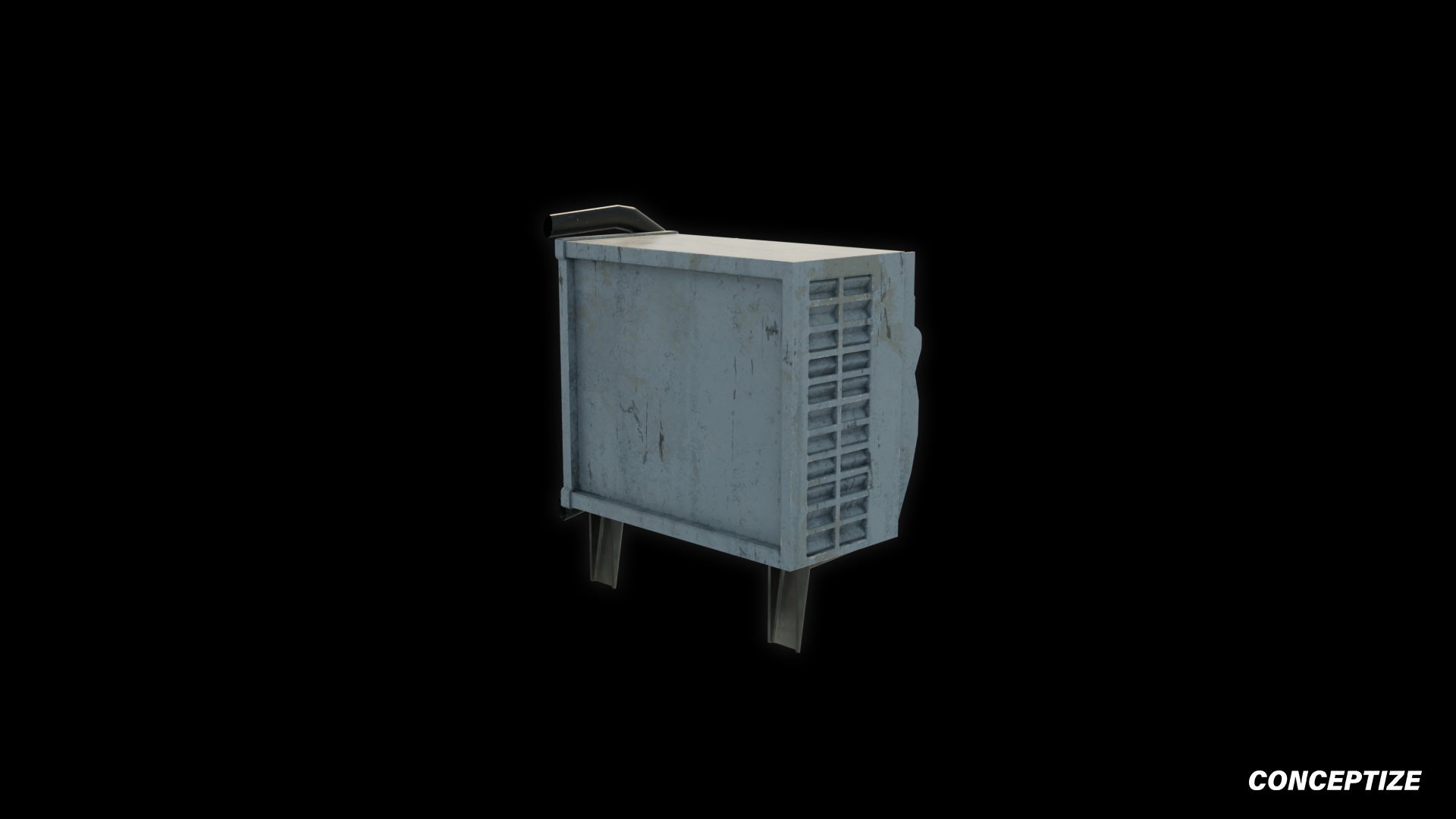 South Korean air conditioner HVAC aircon 3D model meticulously handcrafted PBR textured optimized Blender Unreal Engine urban rooftop environments