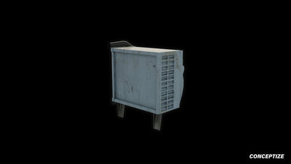 South Korean air conditioner HVAC aircon 3D model meticulously handcrafted PBR textured optimized Blender Unreal Engine urban rooftop environments