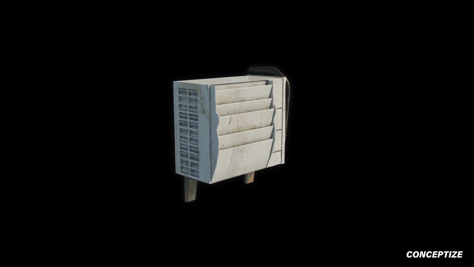 South Korean air conditioner HVAC aircon 3D model meticulously handcrafted PBR textured optimized Blender Unreal Engine urban rooftop environments