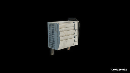 South Korean air conditioner HVAC aircon 3D model meticulously handcrafted PBR textured optimized Blender Unreal Engine urban rooftop environments