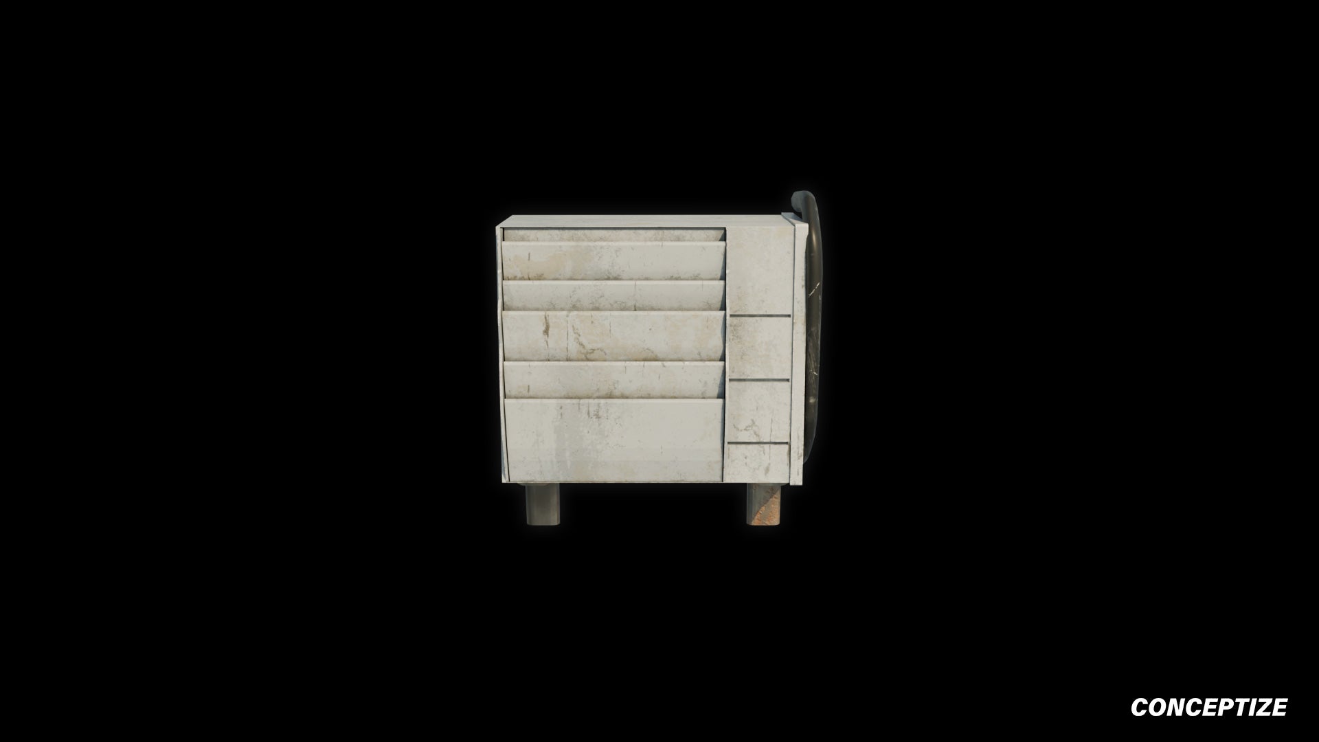 South Korean air conditioner HVAC aircon 3D model meticulously handcrafted PBR textured optimized Blender Unreal Engine urban rooftop environments