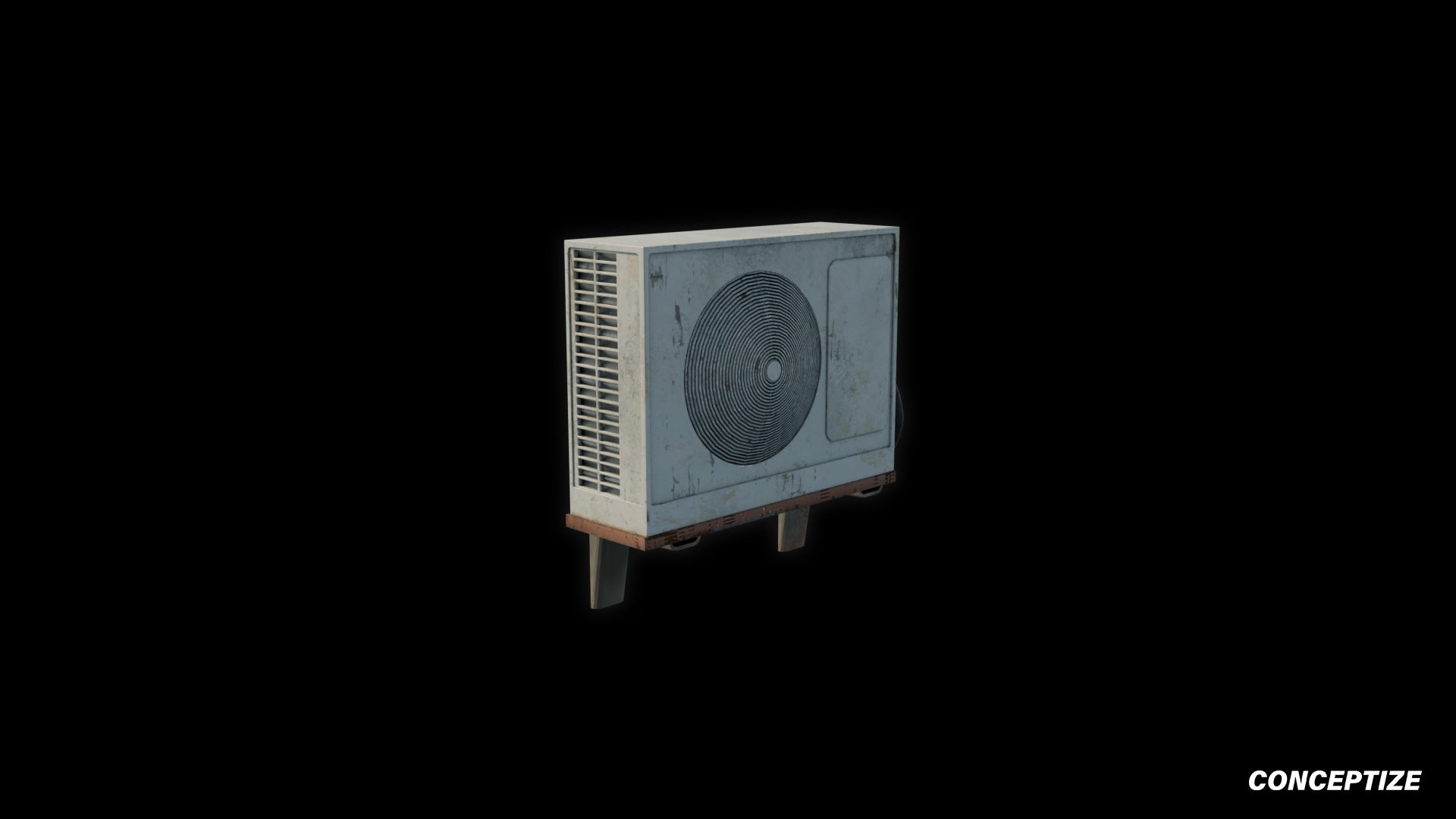 South Korean air conditioner HVAC aircon 3D model meticulously handcrafted PBR textured optimized Blender Unreal Engine urban rooftop environments