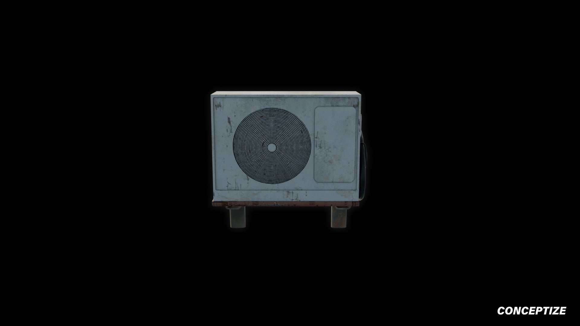 South Korean air conditioner HVAC aircon 3D model meticulously handcrafted PBR textured optimized Blender Unreal Engine urban rooftop environments