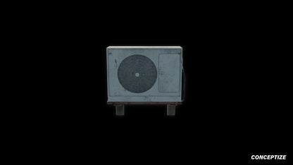 South Korean air conditioner HVAC aircon 3D model meticulously handcrafted PBR textured optimized Blender Unreal Engine urban rooftop environments
