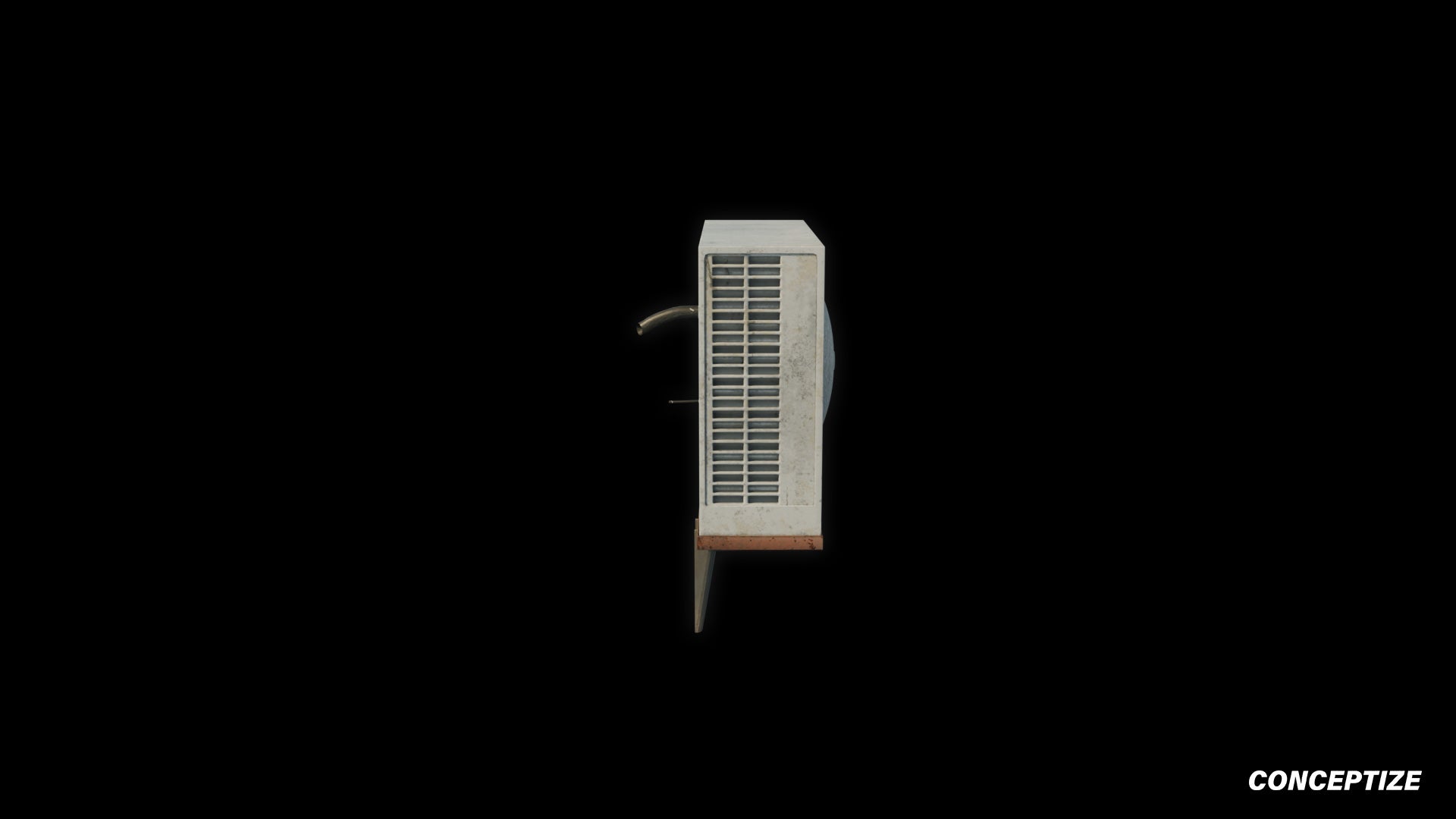 South Korean air conditioner HVAC aircon 3D model meticulously handcrafted PBR textured optimized Blender Unreal Engine urban rooftop environments