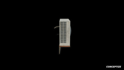 South Korean air conditioner HVAC aircon 3D model meticulously handcrafted PBR textured optimized Blender Unreal Engine urban rooftop environments