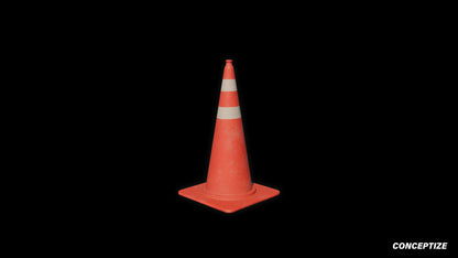 Korean cone 3D model meticulously handcrafted PBR textured optimized Blender Unreal Engine urban street construction traffic environments