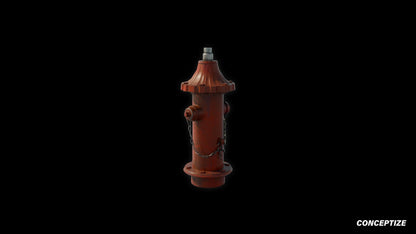 Korean fire hydrant 3D model meticulously handcrafted PBR textured optimized Blender Unreal Engine urban streets public safety environments
