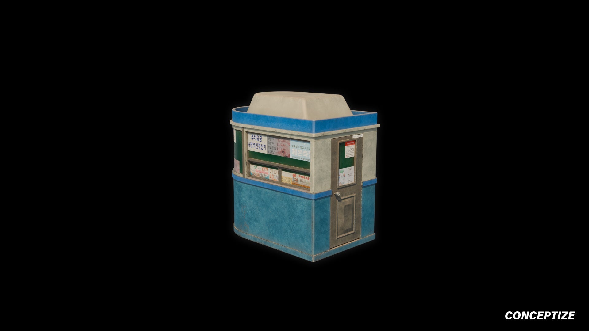 Korean kyosk 3D model meticulously handcrafted PBR textured optimized Blender Unreal Engine urban streets commercial storefront environments