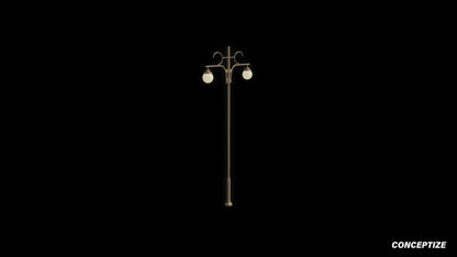 Korean light pole 3D model meticulously handcrafted PBR textured optimized Blender Unreal Engine urban streets public lighting environments
